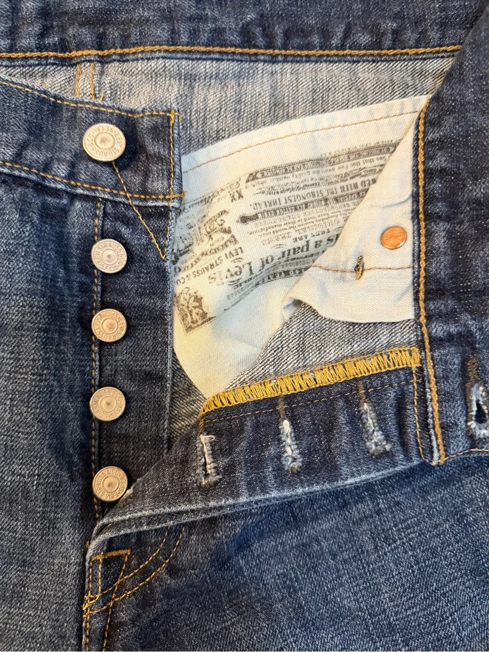 Levi’s 501 W32 Cutoff Denim Shorts – Dark Wash Button Fly Raw Hem